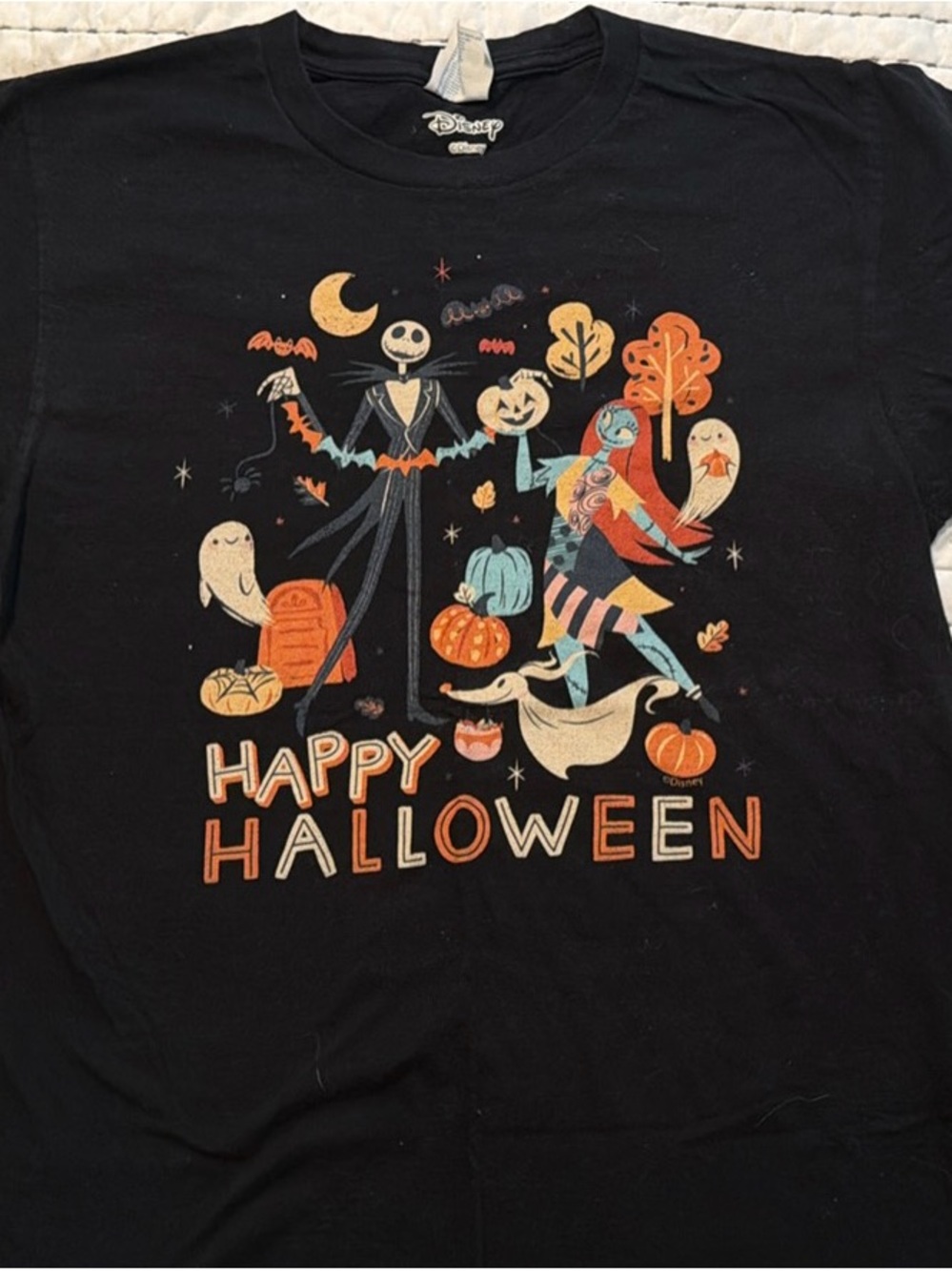 Disney Black Graphic Tee with The Nightmare Before Christmas Art